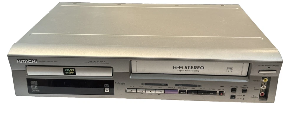 Hitachi DVD VCR Combo DV-PF2U CD-R VHS MP3 Playback Hi-Fi Stereo Tru Surround - Image 1 of 4