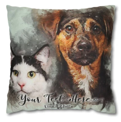Crea tu propia almohada acuarela a partir de tus fotos de mascotas regalo personalizado Foto 1 de 4