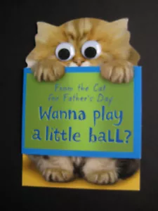 UNUSED vintage greeting card Hallmark FATHER'S DAY From The Cat w/ Googly Eyes - Picture 1 of 8