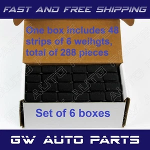 6 Box 1/2oz Black Wheel Weights Stick-on Adhesive Tape 54LB 1728Pcs Lead Free  - Picture 1 of 2