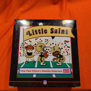 Vintage Childs Dish Set SELANDIA Little Saint NFL KIDS 1987 Melamine (NOS) - Picture 1 of 10