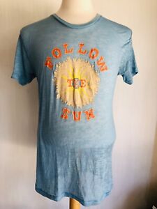 MARC BY MARC JACOBS "Follow The Sun" Men's Blue Sheer Burnout T-Shirt Size Small