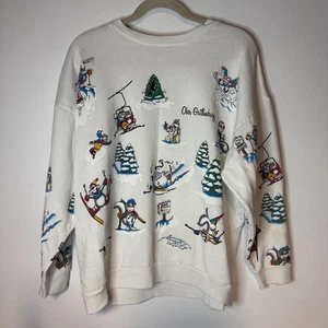 VTG Ober Gatlinburg Sweatshirt Cartoon Skiing Chipmunk Squirrel Adult L ? - Picture 1 of 5
