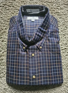 Enro Blue Check Button Down Non-Iron Twill Dress Shirt Men's Size 3XT NWT - Picture 1 of 5