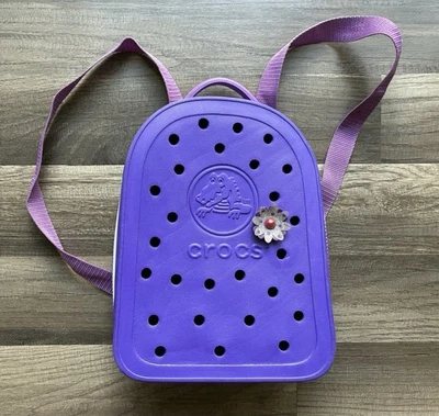Crocs Backpack Zipper Kids Mini Book Bag Purple White - Image 1 of 4