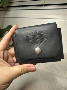 Harley Davidson Cuero Negro Tarjeta de Identificación Bolsa Soporte Estuche - Imagen 1 de 6
