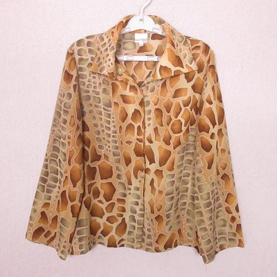 Camisa Newport News Mujer 16 Jirafa Animal Estampado Abotonable Blusa Años 90 De Colección Foto 1 de 4
