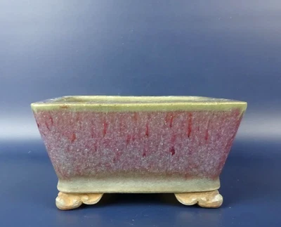 Japanese Bonsai pot HEIAN KOSEN sign Purple glazed Rctgl Cloud ft w4.9" *1822 10 - Image 1 of 4