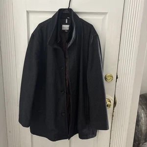 Cole Haan Mens Wool Button Front Pea Coat Size XXL Grey Formal Business Career - Picture 1 of 8