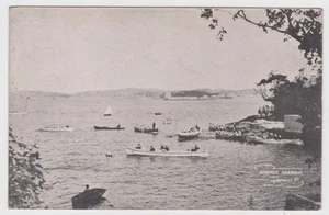 NSW; Kirribilli Pt, view Sydney Harbour, boats & Fort Dennison postcard, 1900s - Picture 1 of 2