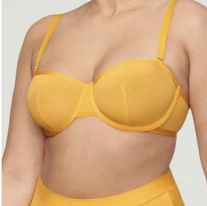 CUUP The Balconette Mesh Bra NWT Sz 34B Mustard Yellow Sheer Best Bra Ever!!! - Picture 1 of 10