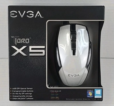EVGA 902-X2-1052-KR TORQ X5 Mouse - 6400 DPI Optical Sensor - Cable - Image 1 of 4