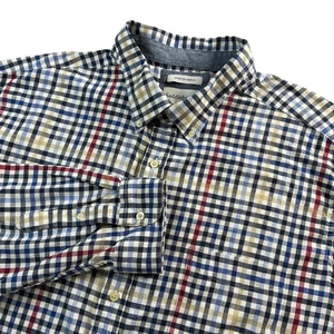Saddlebred Poplin Sz 3XLT Blue Red Check Dress Work Long Sleeve Shirt Preppy - Picture 1 of 14