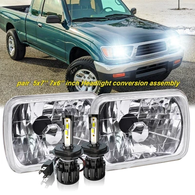 Pair 5x7" 7x6" LED Headlights High Low Beam For Nissan Pickup Hardbody D21 - Image 1 of 4