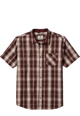 Legendary Whitetails Men's Poplin Short Sleeve Button Down Plaid Shirt, Red, M - Image 1 of 3