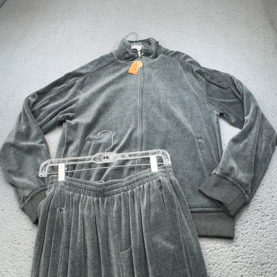 Sweatsedo Tracksuit Set Mens Small Gray Velour Zip Jacket Jogger Pants Two Piece - Image 1 of 4