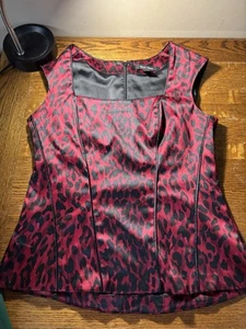 White House Schwarzmarkt rot Leopard Korsett Flügelärmel Reißverschluss Top, 12 - Bild 1 von 12
