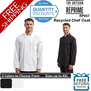 🔥 Artisan Collection by Reprime Unisex Recycled Chef Coat Up To 4XL RP657 - Picture 1 of 7