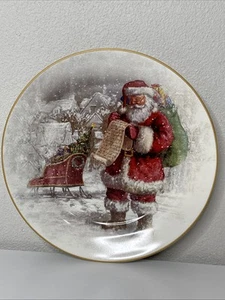 Pottery Barn NOSTALGIC SANTA CHRISTMAS Salad Plate Sleigh List 8.75" MINT! - Picture 1 of 9