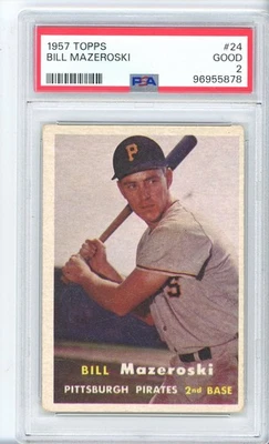 1957 TOPPS BILL MAZEROSKI #24 PIRATES HOF PSA 2 - Image 1 of 2