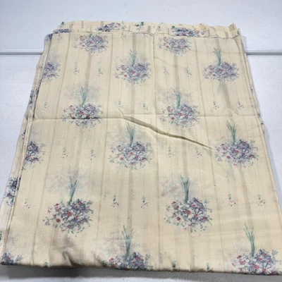 vintage lady pepperell flat sheet full beige blue floral large blooms y2k 90s - Image 1 of 4