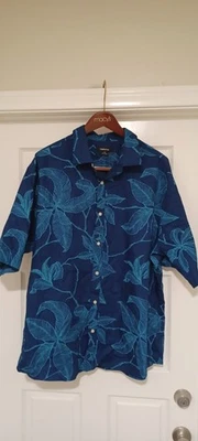 Claiborne Palm Print Hawaiian Short Sleeve Shirt Size XXL Vintage - Image 1 of 3