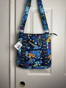Vera Bradley Midnight Blues Crossbody Hipster Tasche Blau Gelb Blumen Neu mit Etikett - Bild 1 von 11