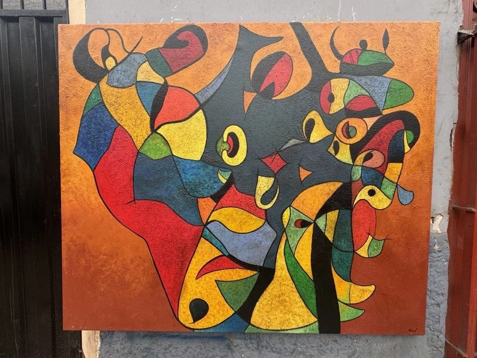 Magnificent Large Joan Miro Oil Painting with impressive museum-quality frame - Imagem 1 de 1