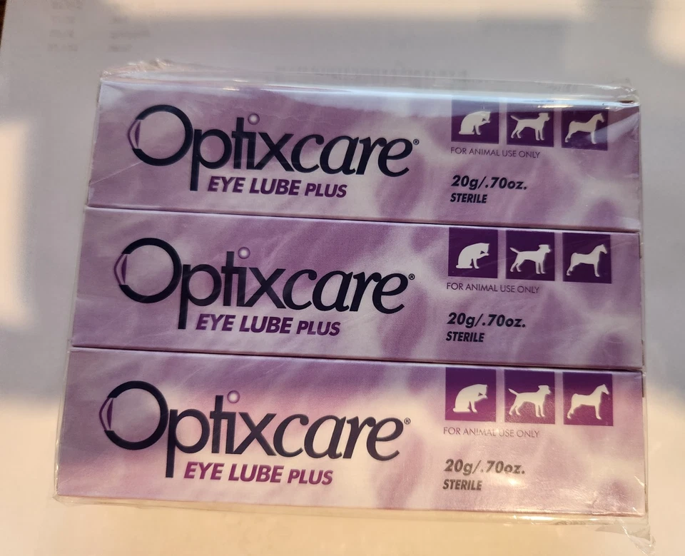 3 x Optixcare Pet Eye Lube Plus 20g Hyaluron for Dogs Cats Horses - SEALED