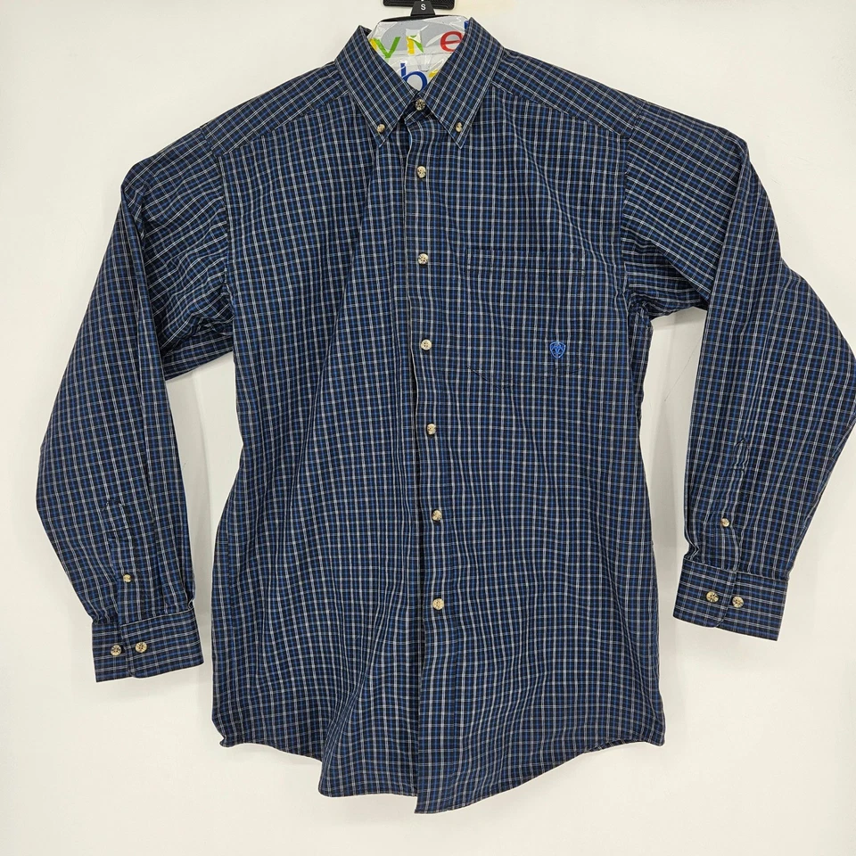 Camisa Ariat Pro Series Para Hombre Grande Con Botones Manga Larga Azul Cuadros Western Foto 1 de 4