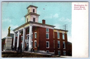 Postal de Abingdon Virginia VA 1907-10 de la corte del condado de Washington - Imagen 1 de 2