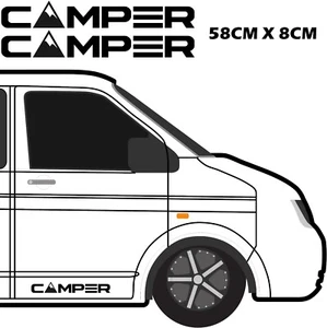 2X CAMPER CAMPER CARAVAN 58CM x 8CM / ADESIVI / DECALCOMANIA / GRAFICA - Foto 1 di 10