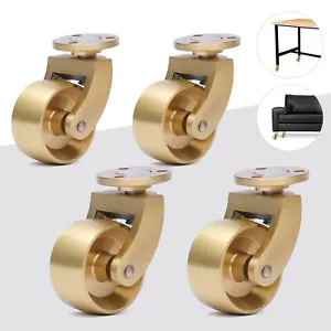 NEW 4 Pack 1.38in Caster Wheels Swivel Plate Brass Wheels Heavy Duty Wheels Gold - Picture 1 of 12