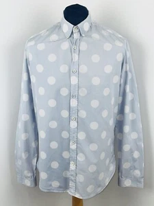 Vintage Alexander McQueen HUGE POLKA DOT Light Blue Shirt Size Large L - Picture 1 of 10