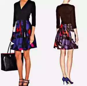 Diane Von Furstenberg DVF Jewel Fit & Flare Colorful Poppy Floral Wrap Dress 6 - Picture 1 of 9
