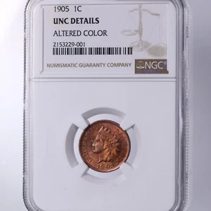 1905 Indian Head 1C NGC Certified UNC Details Altered Color - Picture 1 of 4