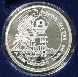 Pufferbilly Days 2001 - Boone, Iowa 25th Silver Celebration 1 oncia .999 argento - Foto 1 di 2