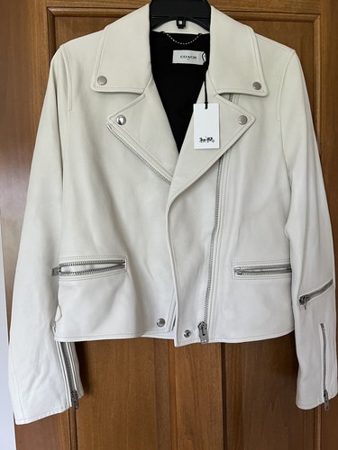 Giacca Coach in pelle bianca taglia 10