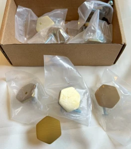 10 Gold Hexagon Drawer / Cabinet Door Pulls w Hardware * 1.25 inch * Matte * New - Picture 1 of 2