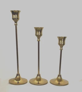 3er Set Kerzenständer goldfarben für Kegelkerzenleuchter NEU - Bild 1 von 7