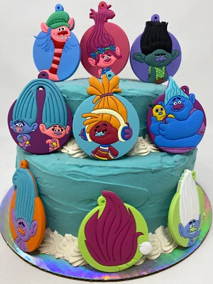 Conjunto de enfeites de bolo Trolls novo em folha - Imagem 1 de 4