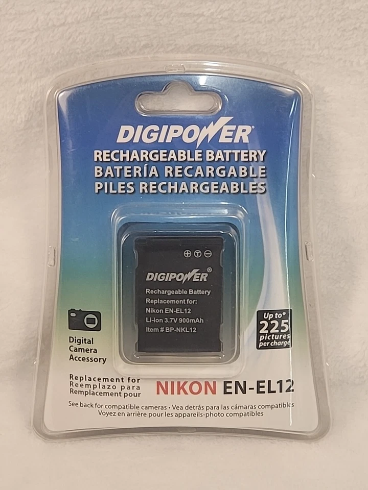 Digipower Rechargeable Battery BP-NKL12 Replacement Nikon EN-EL12 900mAH