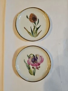 Enesco Set Of 2 Flower Floral Mini Plates 3.5” VTG - Picture 1 of 10
