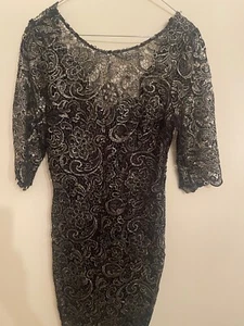 Womens Forever Unique Gold and Black Lace Dress size 8 - Picture 1 of 3