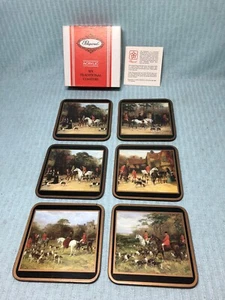 NUOVO (6) Pimpernel Tally Ho Sottobicchieri con Supporto in Sughero Cavalli con Scatola - Foto 1 di 1