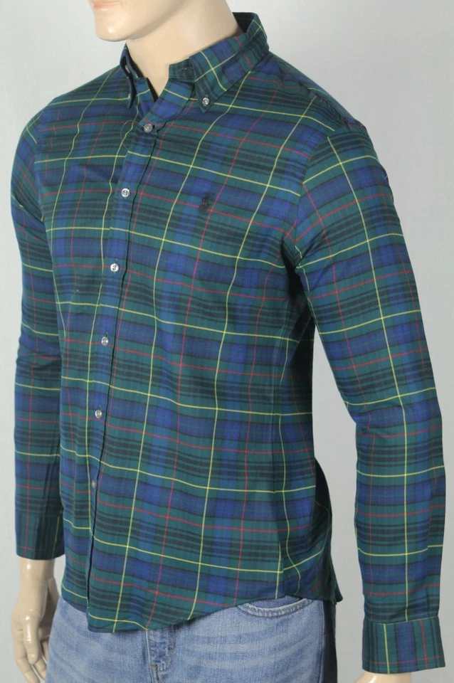 Camisa de Vestir Ralph Lauren Verde Azul A Cuadros Calce Ajustado Negra Poni Nueva con Etiquetas Foto 1 de 1