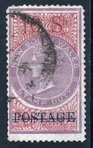 NSW 1901, 10s, Queen Victoria, Stamp Duty, POSTAGE Overprint, High Value - Picture 1 of 2