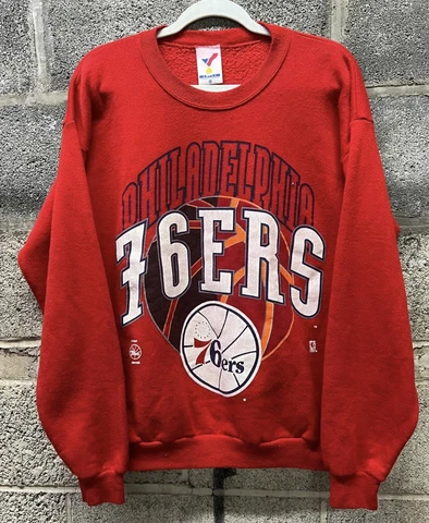 Vintage 1990s NBA Philadelphia 76ers Basketball Sweatshirt Crewneck XL Red Cover