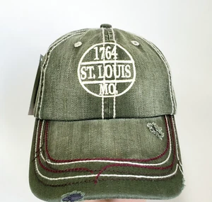 St Louis 1764 Baseball Cap Grün Distress Look Mütze Neu - Bild 1 von 6