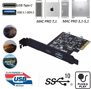 USB 3.1 USB Type C MAC PRO PCIe Card - Plug and Play!! Supports 3,1 4,1 5,1 - Picture 1 of 6